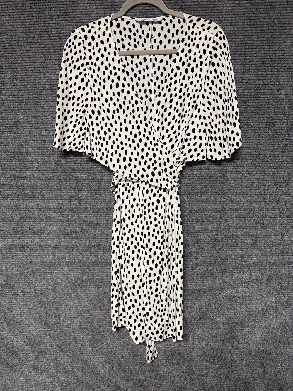 Zara Black and White Polka Dot wrap dress size small